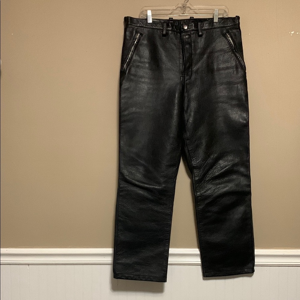 Vintage Heavy Duty Leather Men Butterfly Straight Leg Harley Inspired Pant
